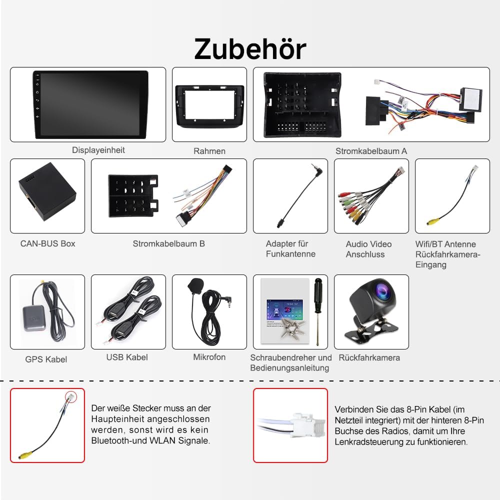 Car Radio für Skoda Fabia 5J MK2 2007-2013 Android 14 2+64GB Autoradio mit Wireless Carplay Android