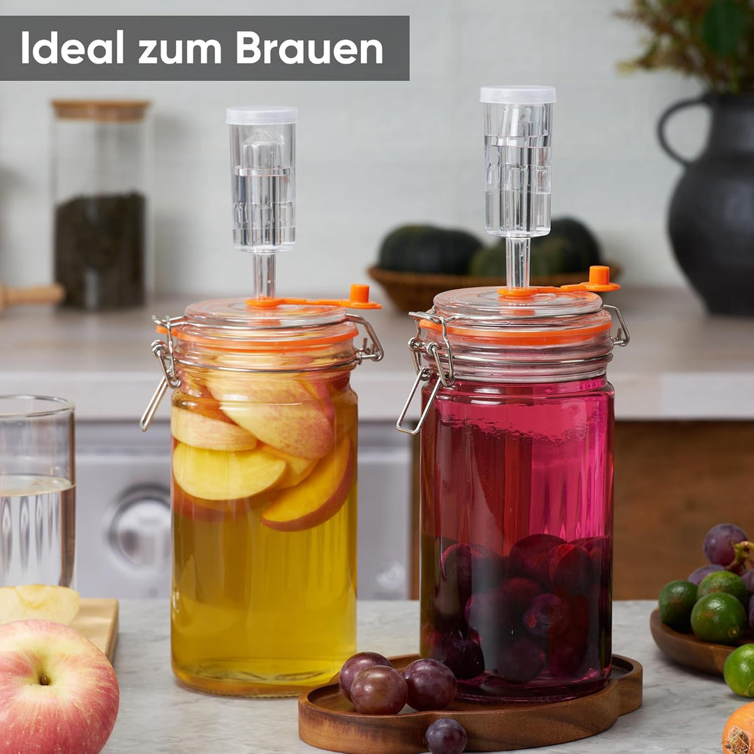 1L Fermentierglas Set mit Gäraufsatz & Gewicht – Fermentationsglas für Sauerkraut, Kimchi, Kombucha,