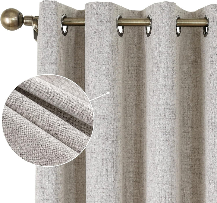 CUCRAF Leinenoptik 100% Blickdicht Vorhänge mit Ösen Wärmeisolierte Schlafzimmer Vorhänge mit Beschi