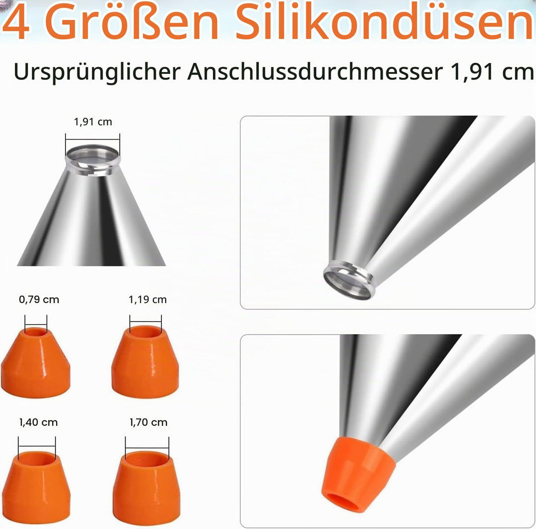 Kolben-Trichter Kuchenmacher mit Edelstahl-Trichter Kuchenspender mit Ständer für Cupcakes, Takoyaki