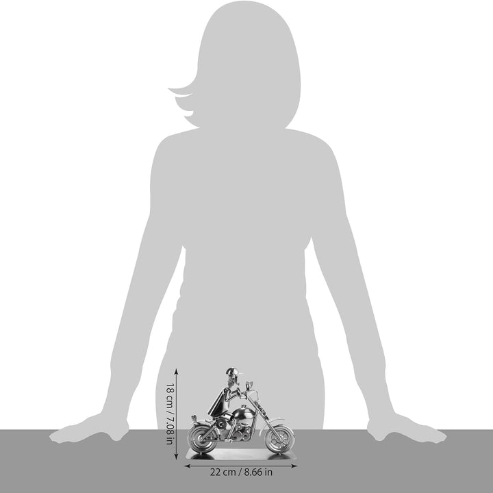 BRUBAKER Schraubenmännchen Motorradfahrer - Handarbeit Eisenfigur Metallmännchen - Metallfigur Gesch