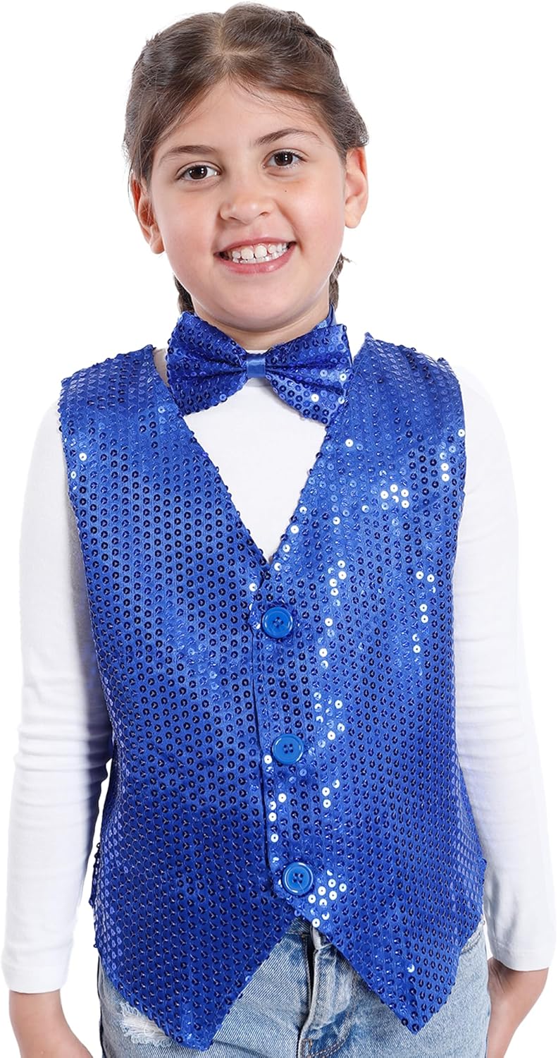 Carnavalife Paillettenweste für Jungen und Mädchen, Hip-Hop-Weste, Kostüm für Kinder, Party, Tanz, A