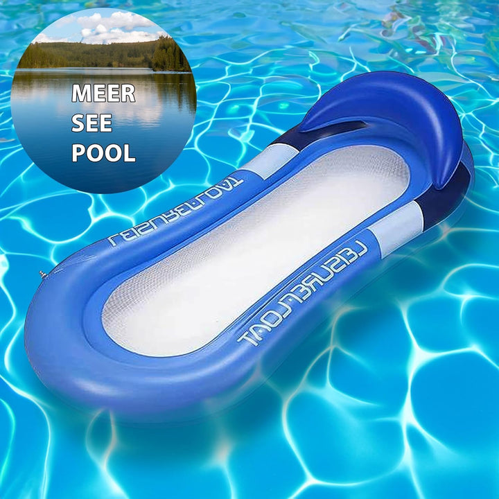 Wasserhängematte 160x84cm - Aufblasbare Luftmatratze Pool Lounge mit Netz | Aufblasbares Schwimmbett