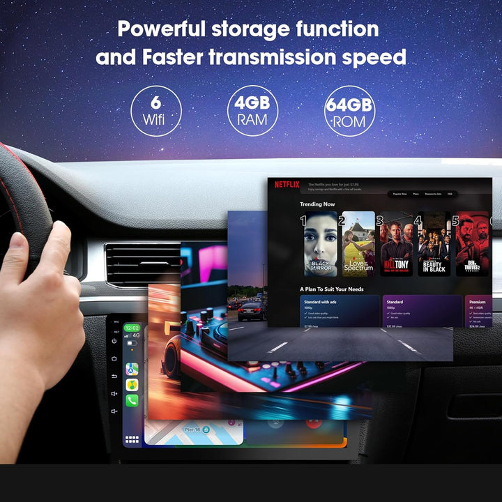 2 Din Autoradio 9 Zoll mit Wireless CarPlay & Wireless Android Auto,Auto Radio HD Touch Display mit