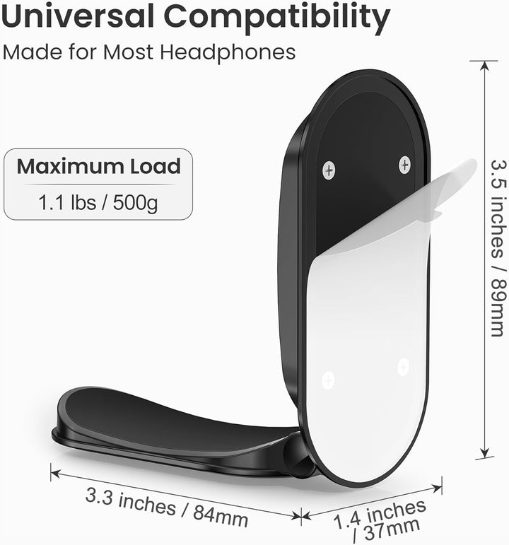 Itramax Kopfhörerhalter,Faltbarer Universal Headset-Ständer Haken für Schreibtisch,2 Stück Selbstkle