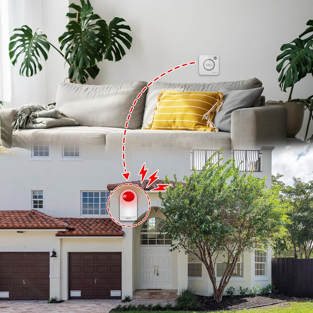 Strobe Sirene Alarm Home Careing Loud Outdoor SOS Alert System 1 Rot blinkende Sirene, 4 Fernbedienu