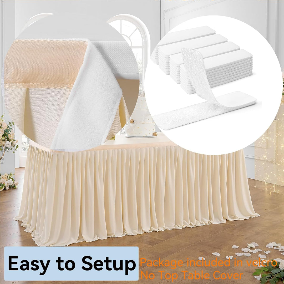 427cm Elfenbein Polyester Tischröcke für Rechteck Tische, Faltenfreie Rüschen Falten Tuch Tutu Tisch