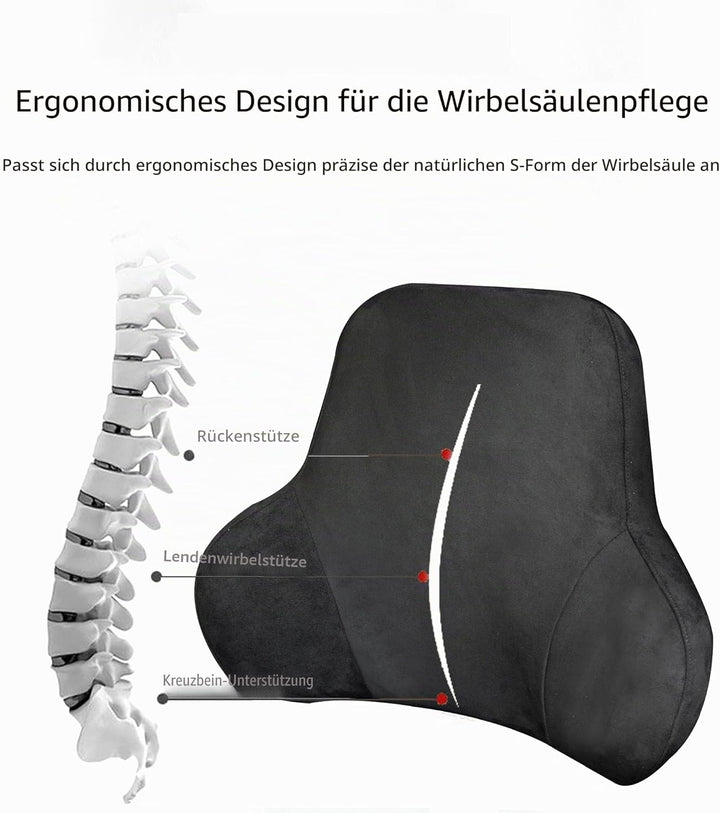 Lordosenstütze Auto Lendenkissen aus Memory-Schaum mit abnehmbarem Wildleder Veloursbezug – Ergonomi