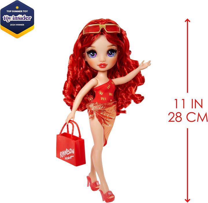 Rainbow High Swim & Style - Ruby (Rot) - 28 cm Grosse Puppe mit Schimmerndem Pareo, auf 10+ Arten zu