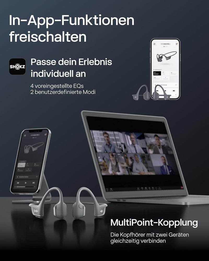 SHOKZ OpenRun Pro 2 Knochenschall Sportkopfhörer, Open-Ear-Ohrhörer mit Bluetooth 5.3, Mikrofon mit