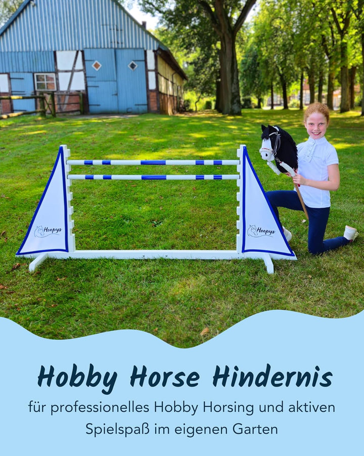 Hobby Horse Hindernisse - 2er-Set Sprunghindernisse - rot und blau - Steckenpferd Spielzeug für den