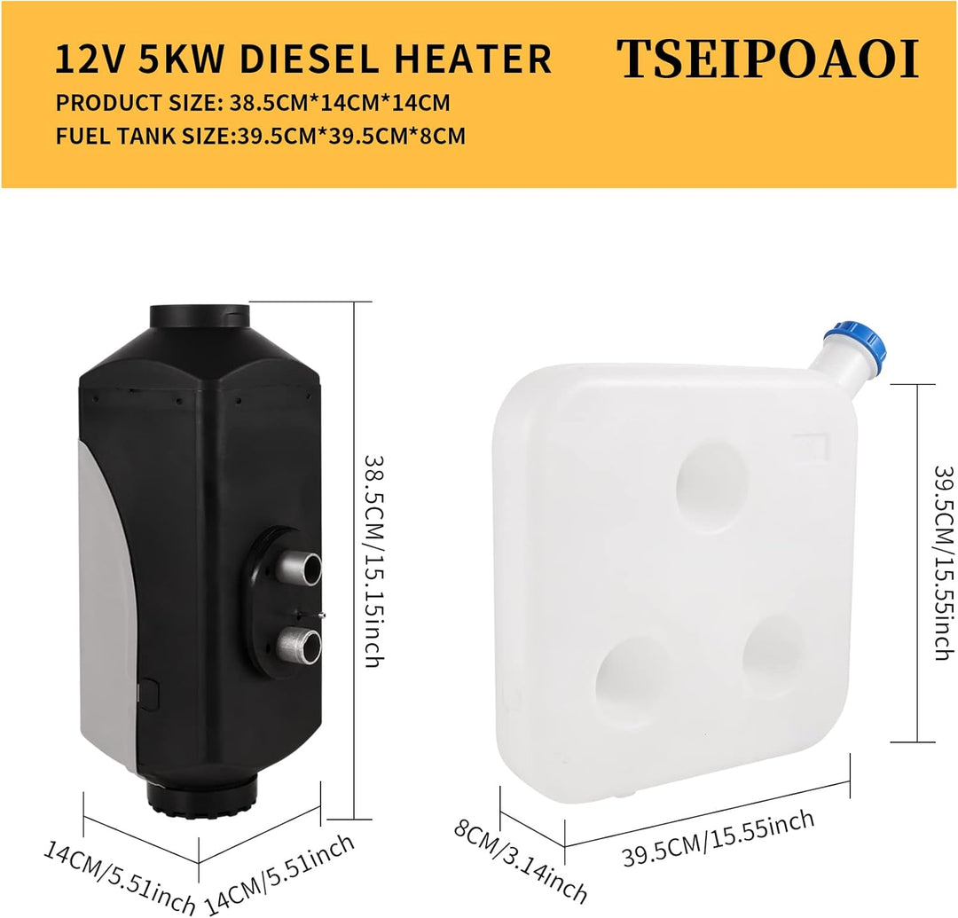 12V 5KW Dieselheizung, Standheizung Diesel mit 10L Tank, LCD Monitor, Automatische Höhenerkennung Di