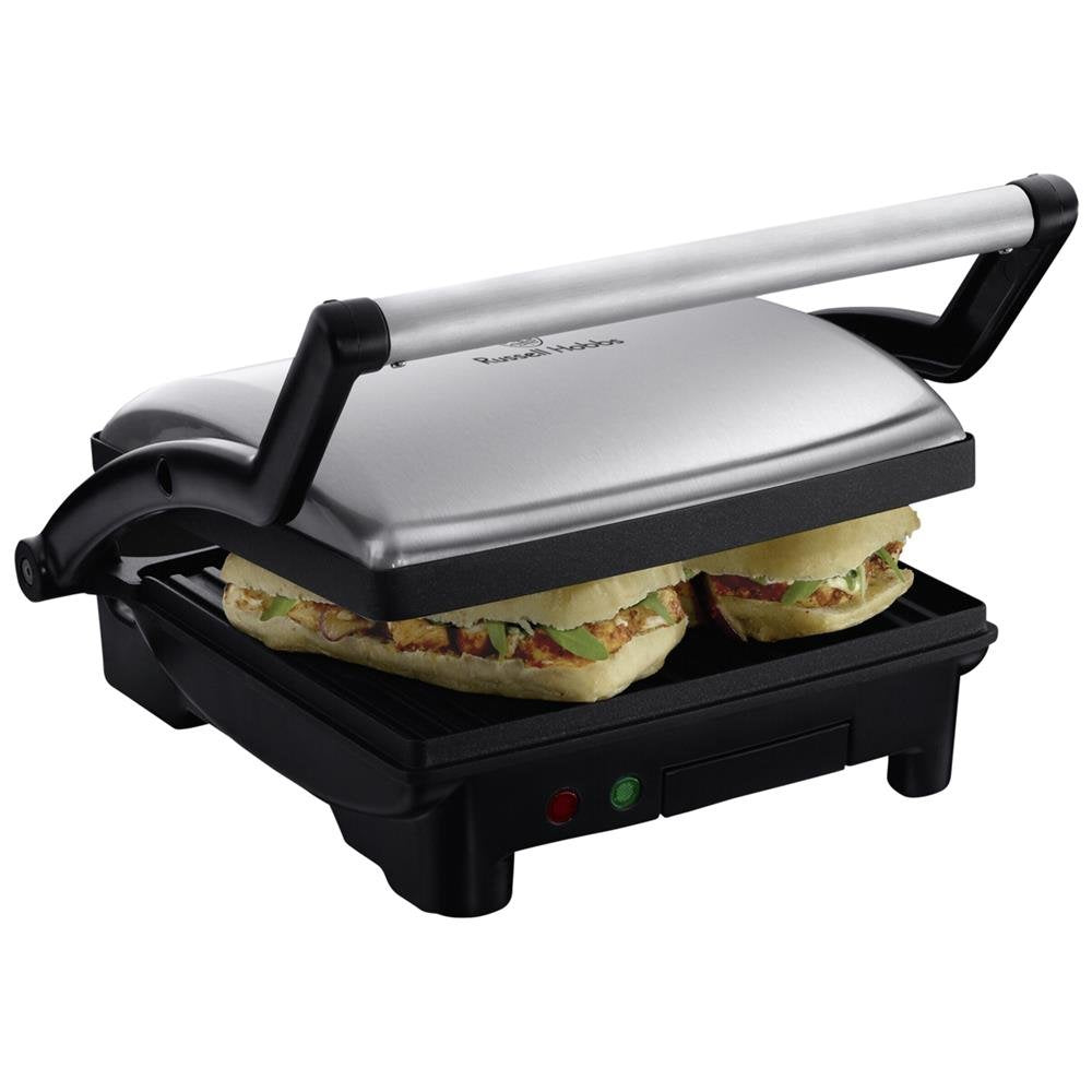 Russell Hobbs Kontaktgrill 3-in-1 (1800 Watt): Tischgrill (geöffnete Grillplatten) | Panini & Sandwi