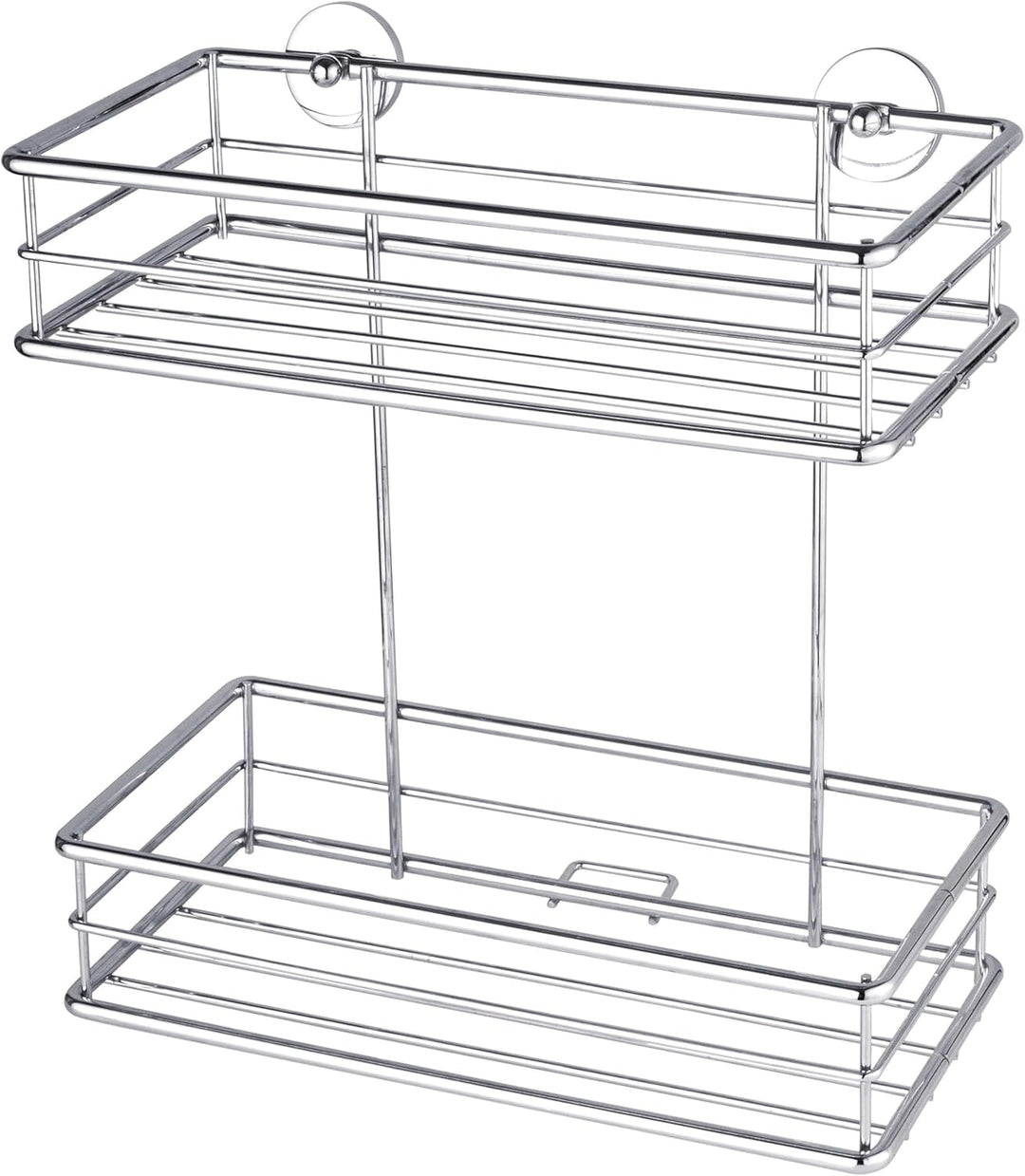 tesa baath Plus Duschkorb aus Edelstahl, zweistöckig, verchromt, inkl. Klebelösung, 275mm x 250mm x