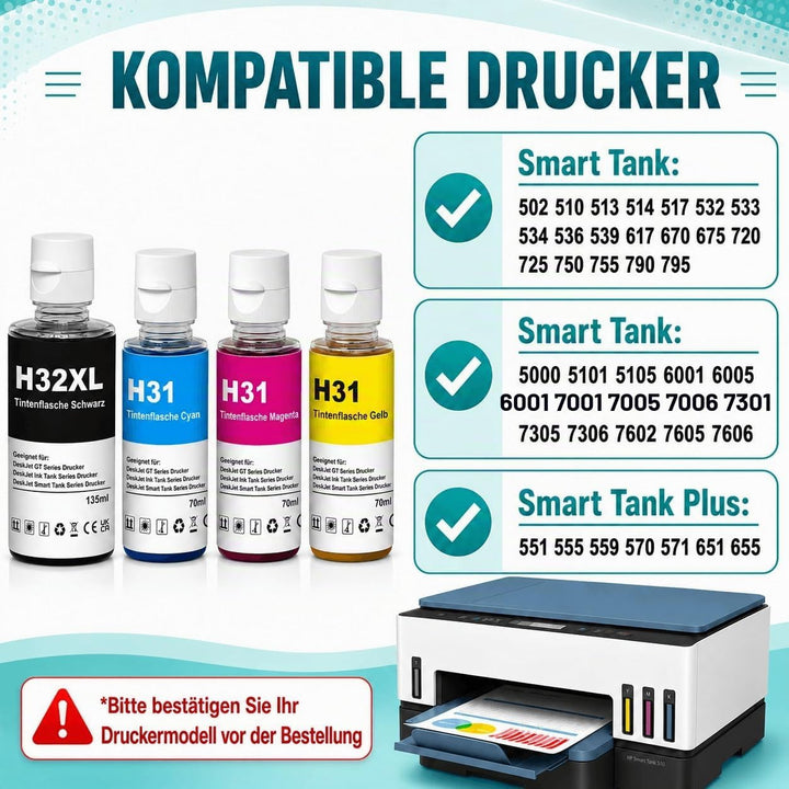 ATTA Druckertinte 31 32 XL Kompatibel mit HP 32XL für Smart Tank 5105 7605 7305 7005 5106 7306 Smart