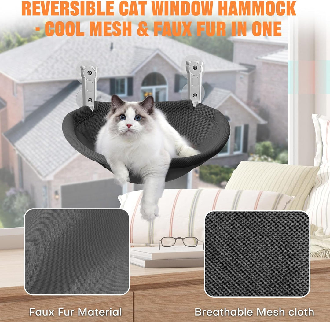 Homegroove Katzenfenster-Sitzplatz, 45 x 30 Zentimeter Faltbare Katzenhängematte für Fenster mit sta