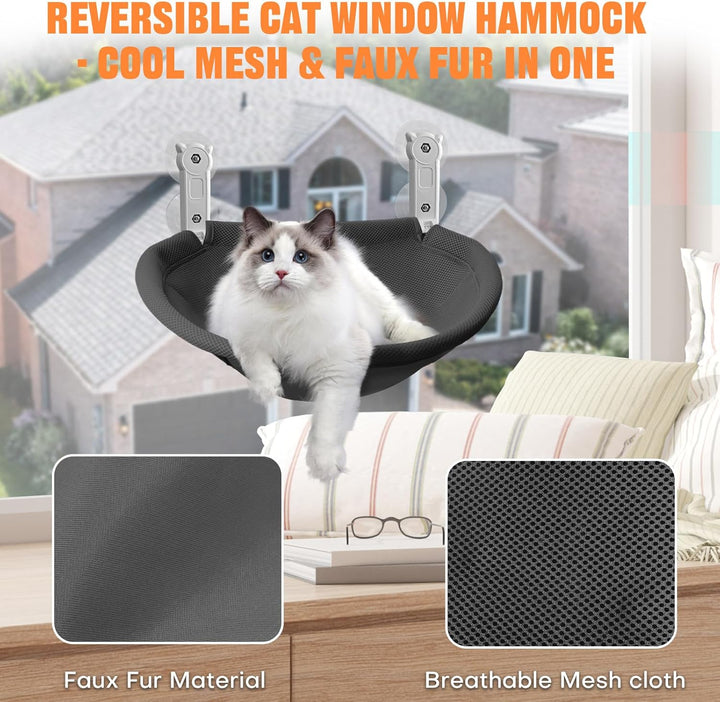 Homegroove Katzenfenster-Sitzplatz, 45 x 30 Zentimeter Faltbare Katzenhängematte für Fenster mit sta