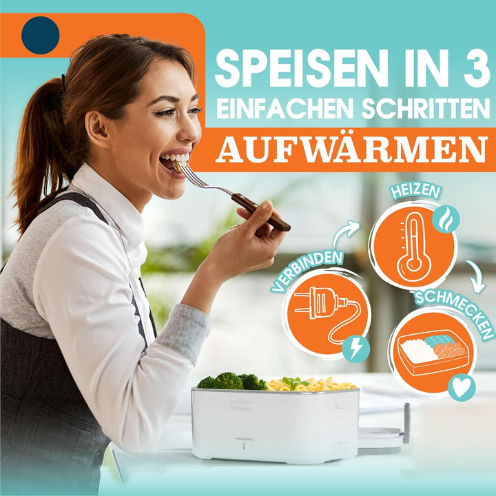 TRAVELISIMO XXL Elektrische Lunchbox Extra gross 1,8L Electric Lunch Box 80W, Warmhaltebox 3-in-1 Lu