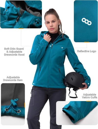 33,000ft Damen Softshelljacke Wasserdichte Winddichte Funktionsjacke Atmungsaktive Übergangsjacke Le