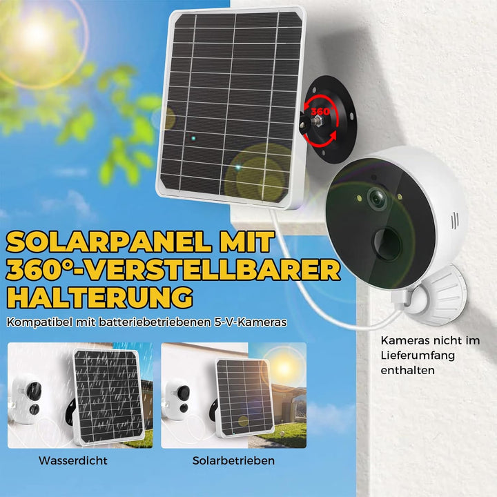 Solarmodule für Kameras, 20 W, 5 V, Wand-Solarpanel, Monokristallines Solarpanel-Ladegerät, USB-Sola