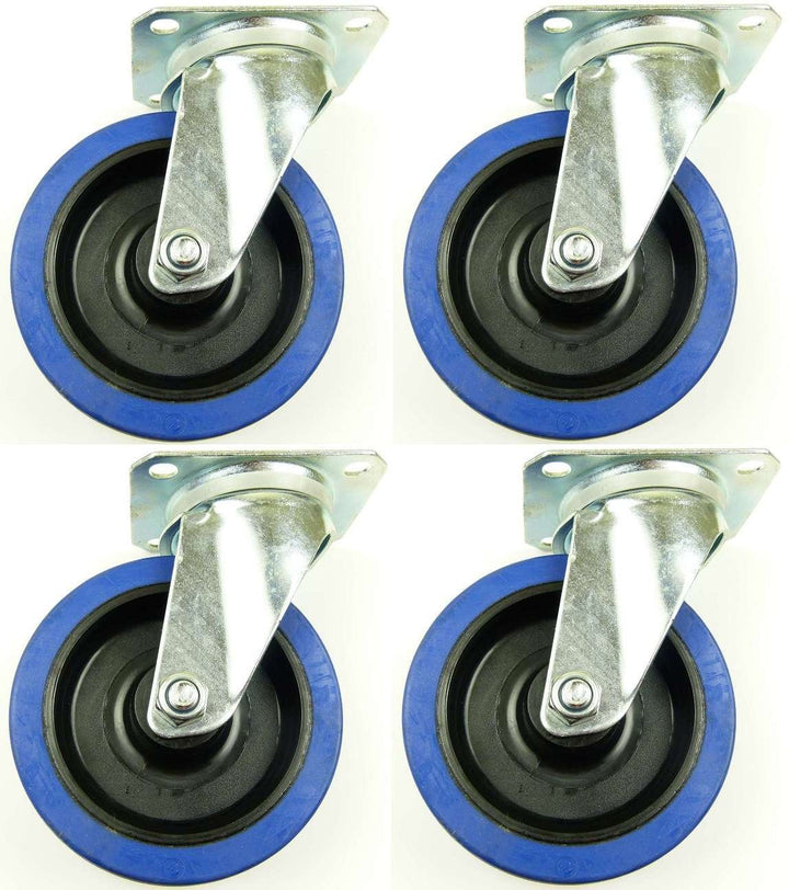 4 Stück 125 mm Blue Wheels Lenkrollen Transportrollen Blau 200kg / Rad - INDUSTRIEQALITÄT (4x Lenk),