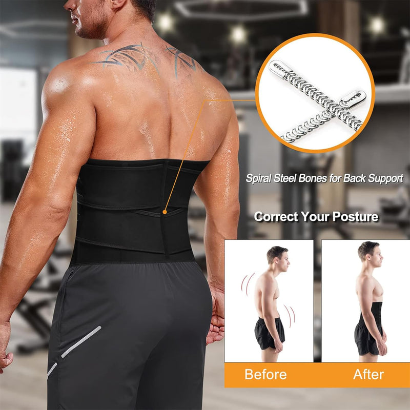 Bafully Herren Bauchweggürtel Sport Fitnessgürtel Body Shaper Schwitzgürtel Neopren Sauna Gürtel Tai