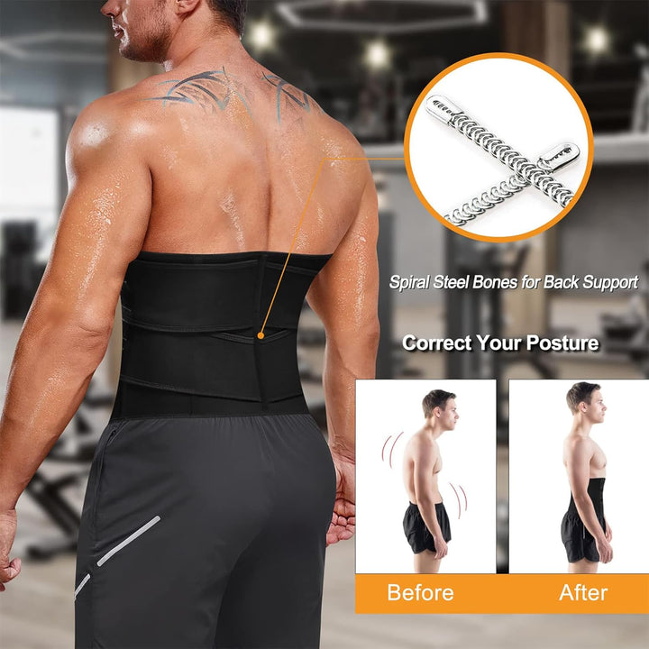 Bafully Herren Bauchweggürtel Sport Fitnessgürtel Body Shaper Schwitzgürtel Neopren Sauna Gürtel Tai