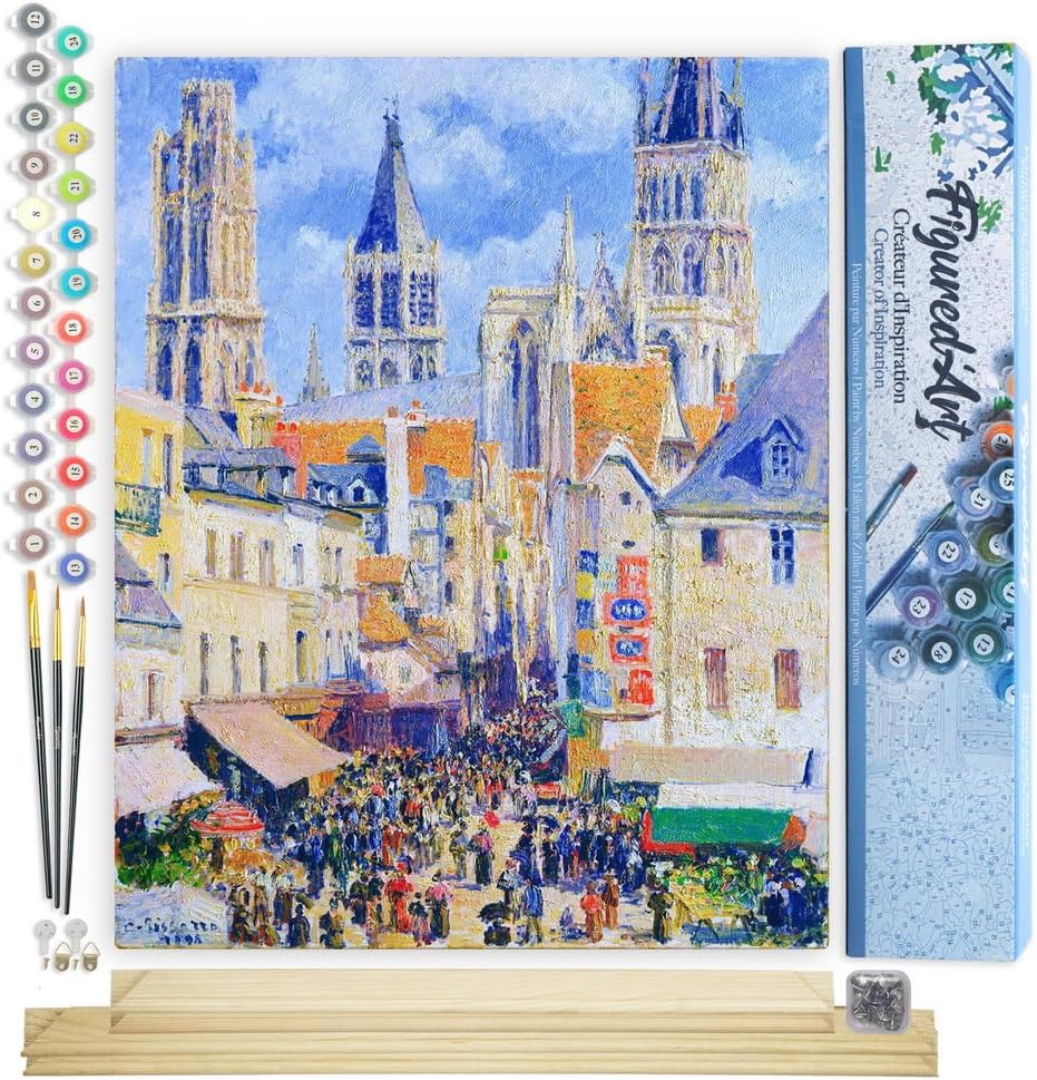 Figured'Art Malen Nach Zahlen Erwachsene Mit Rahmen Rue de l’Épicerie in Rouen - Camille Pissarro -