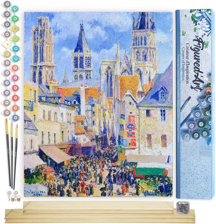 Figured'Art Malen Nach Zahlen Erwachsene Mit Rahmen Rue de l’Épicerie in Rouen - Camille Pissarro -
