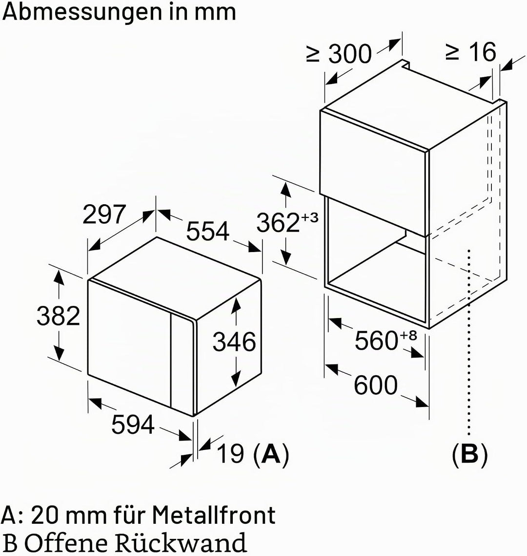 Balay 3CG5172N2 Mikrowelle, elektronisch, ohne Rahmen, 38 cm, 20 l, 5 F, Aqualisis, Ap. links, 8 Rez