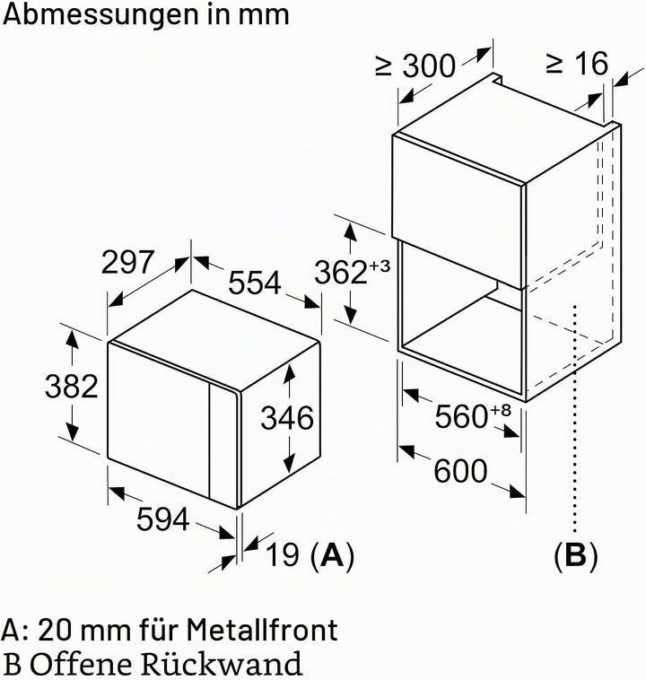 Balay 3CG5172N2 Mikrowelle, elektronisch, ohne Rahmen, 38 cm, 20 l, 5 F, Aqualisis, Ap. links, 8 Rez