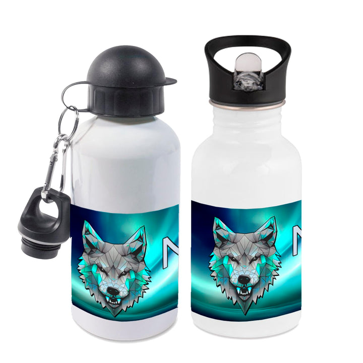 Trinkflasche personalisiert mit Name, Wolf, Wolf