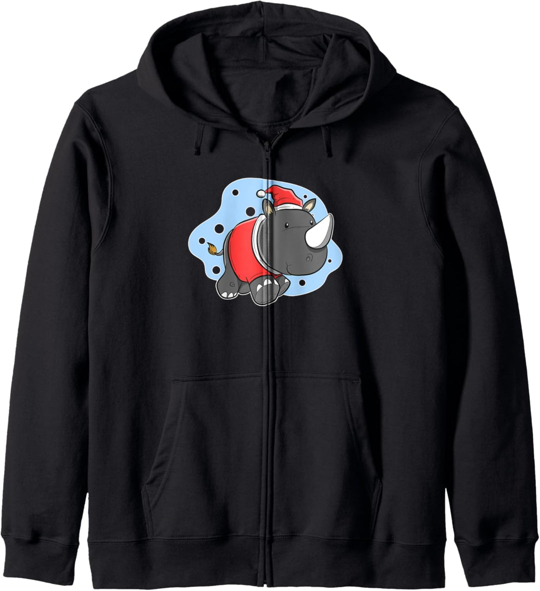 Weihnachtsschwarzes Nashornbild Kapuzenjacke