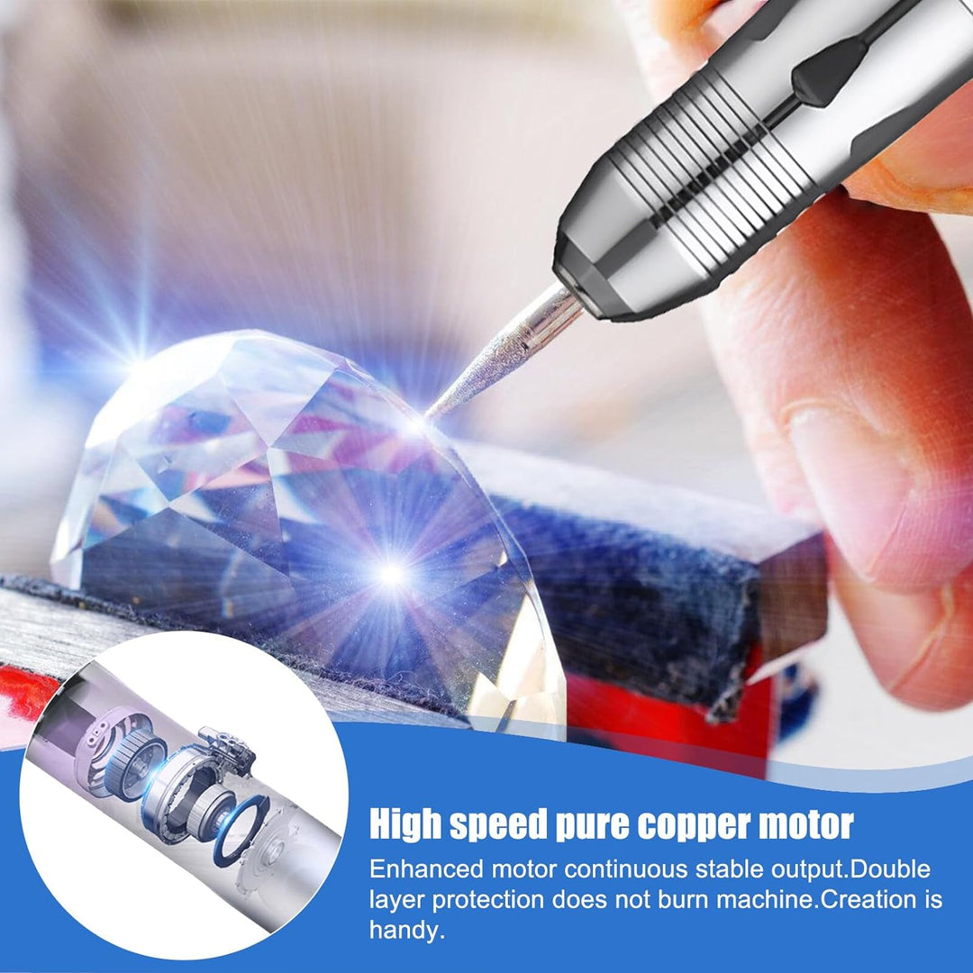 Elektrische Gravierstift: Wiederaufladierbar Gravur Werkzeug Kit, Mini Gravurwerkzeug mit Gravurzube