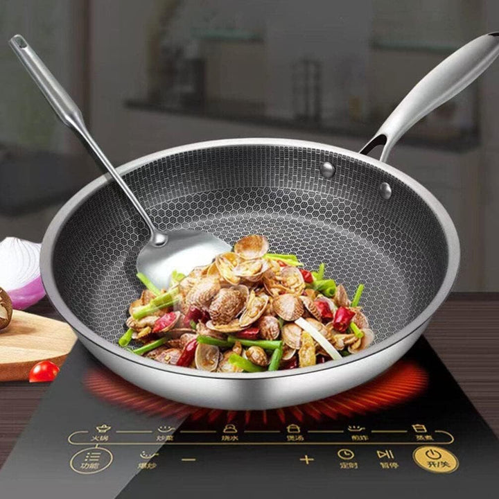 UPKOCH Edelstahl-Bratpfanne Antihaftbeschichtet Omelette-Pfanne Wabenboden Steak-Bratpfanne Gas-Koch