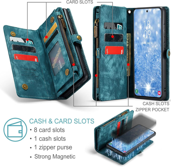UFinetech Samsung S23 Plus Hülle, Stossfest Kartenfach Magnetisch Abnehmbare Tasche Samsung Galaxy S