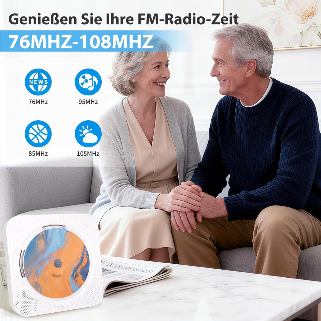 Liphier Tragbarer Bluetooth-Musik-CD-Player – Desktop-Multifunktionaler Kpop-CD-Player mit HiFi-Soun