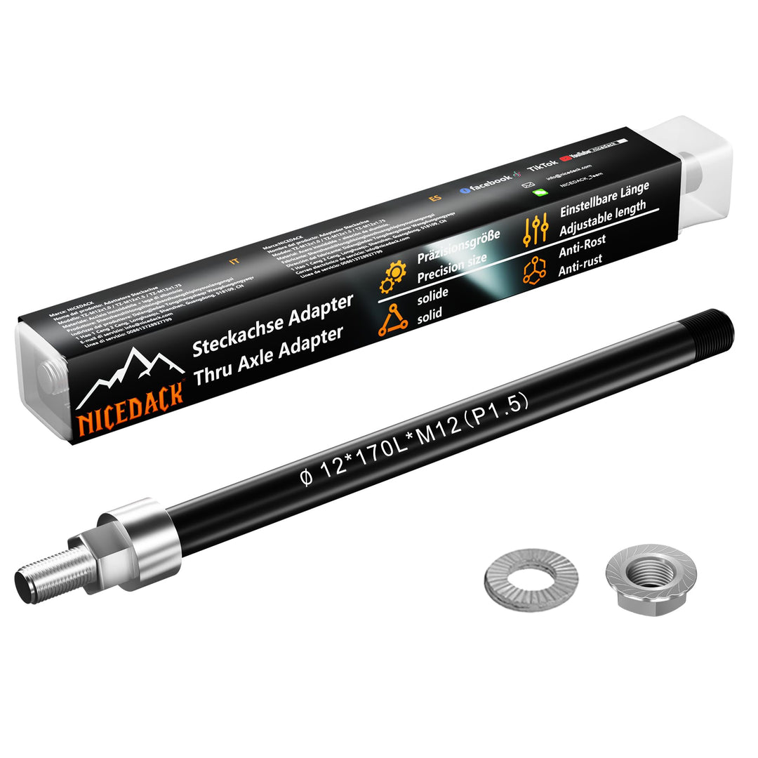 NICEDACK Steckachse Adapter M12 für Fahrradanhänger Kupplung, Fahrrad Steckachsenadapter, Fahrrad St