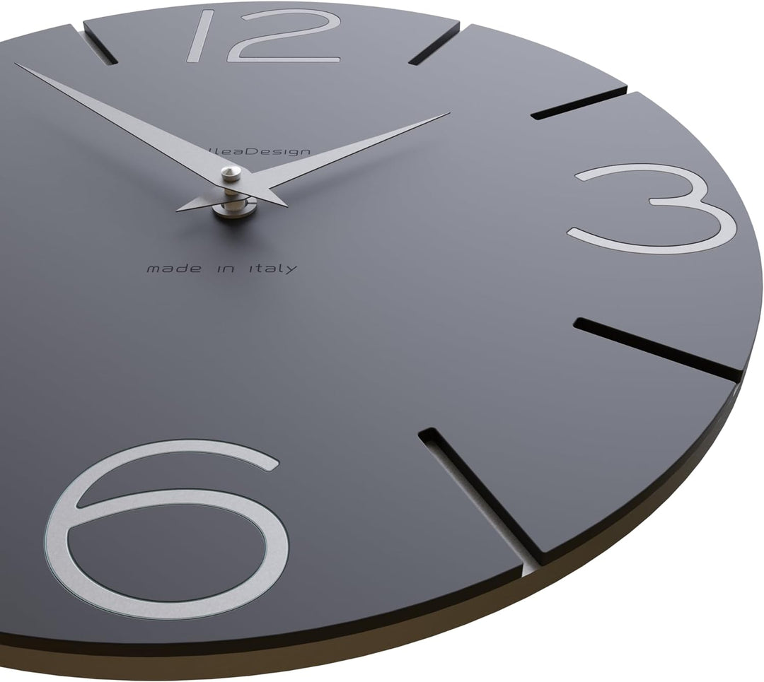 CalleaDesign 30 cm Black Smile Wanduhr Schwarz, Schwarz