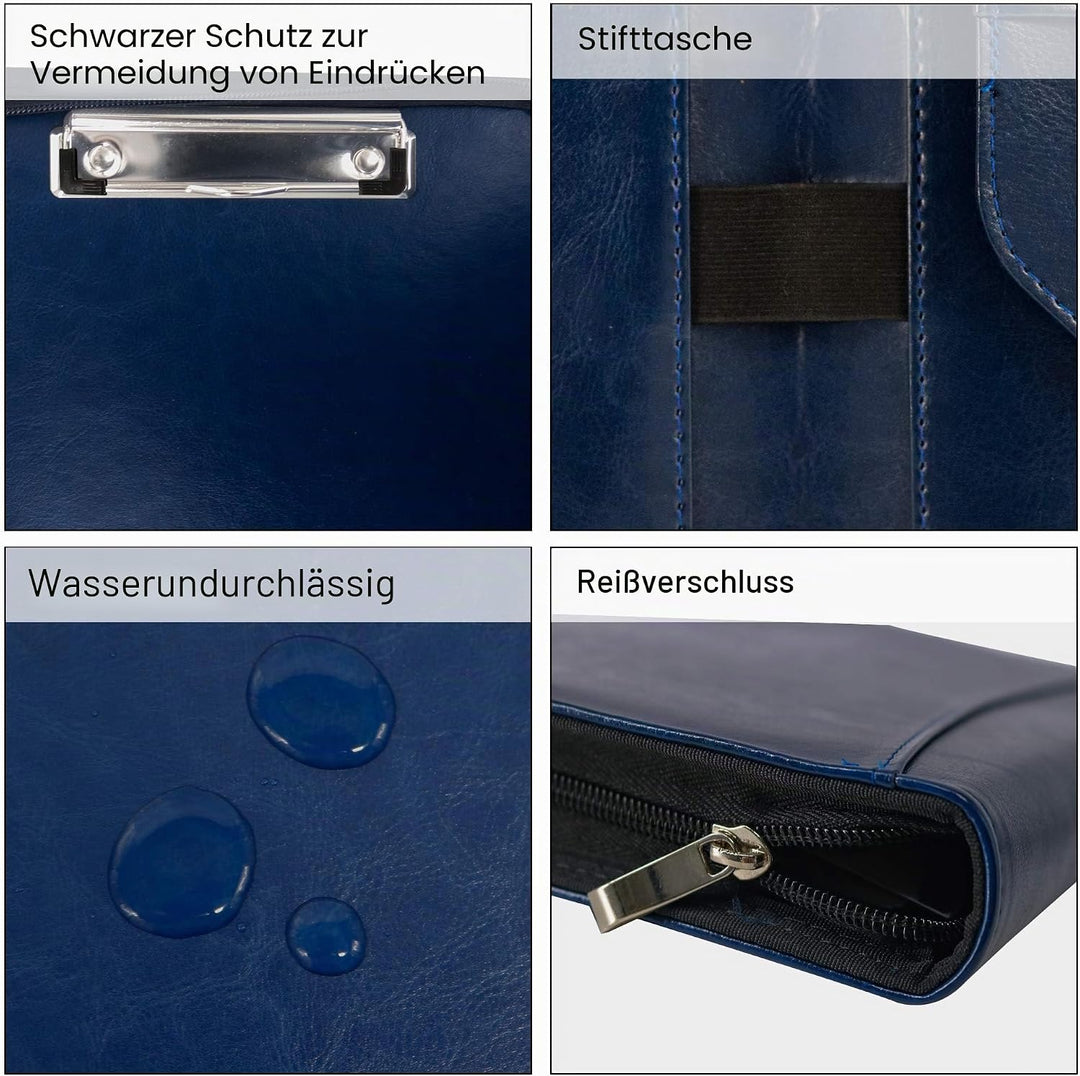 GraduationMall Schreibmappe A4 Reissverschluss, Klemmbrett Business Mappe Konferenzmappe, Dokumenten