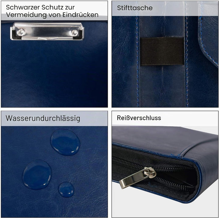 GraduationMall Schreibmappe A4 Reissverschluss, Klemmbrett Business Mappe Konferenzmappe, Dokumenten