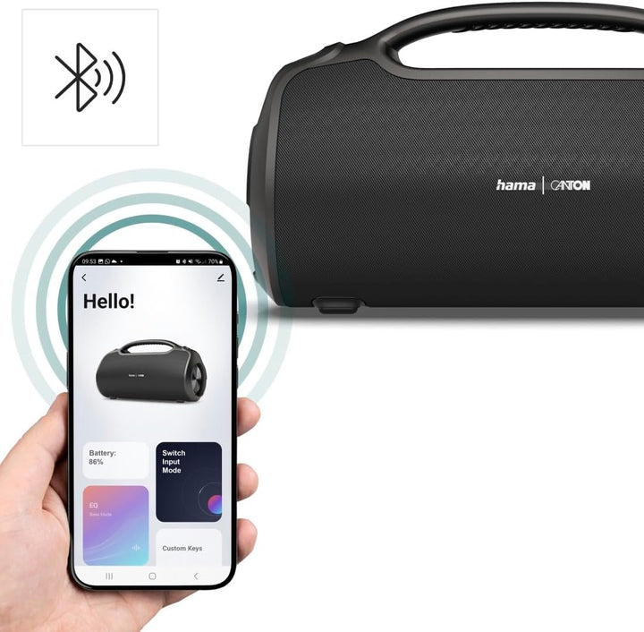 Hama Bluetooth Lautsprecher Outdoor 120W (App, wasserfest IPX6, 24 Stunden Akkulaufzeit, Pro Sound,