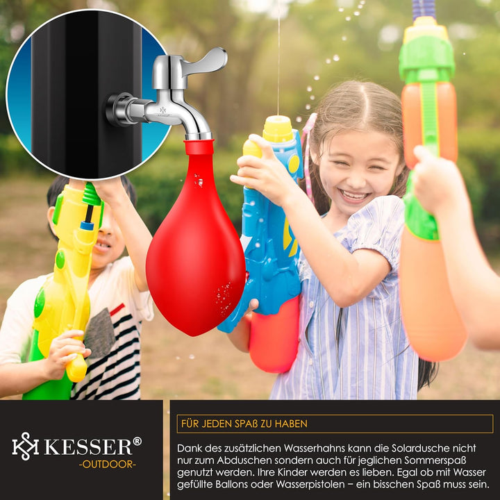 KESSER® Solardusche 40 Liter Solar Gartendusche | warmes Wasser | max. 60°C | Inkl. Schutzhaube | oh