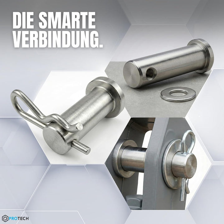 PROTECH 25 Stück Steckbolzen 6x24mm Edelstahl V4A rostfreier A4 Bolzen Splintbolzen Stecksplint Sich