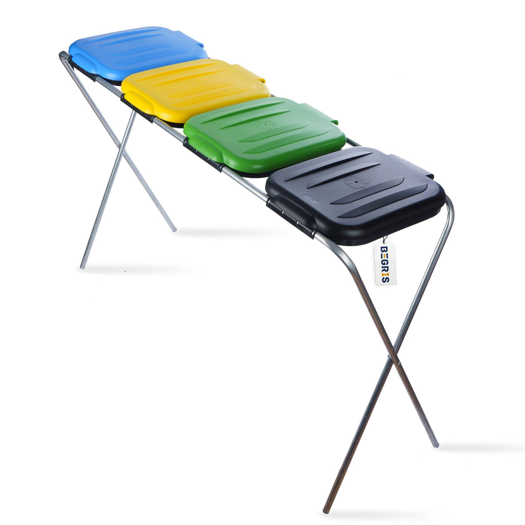 Müllsackständer 128x36x74 cm Müllsackständer stabil 4 Ständer Müllsäcke 120L Buntes Müllsackhalter m