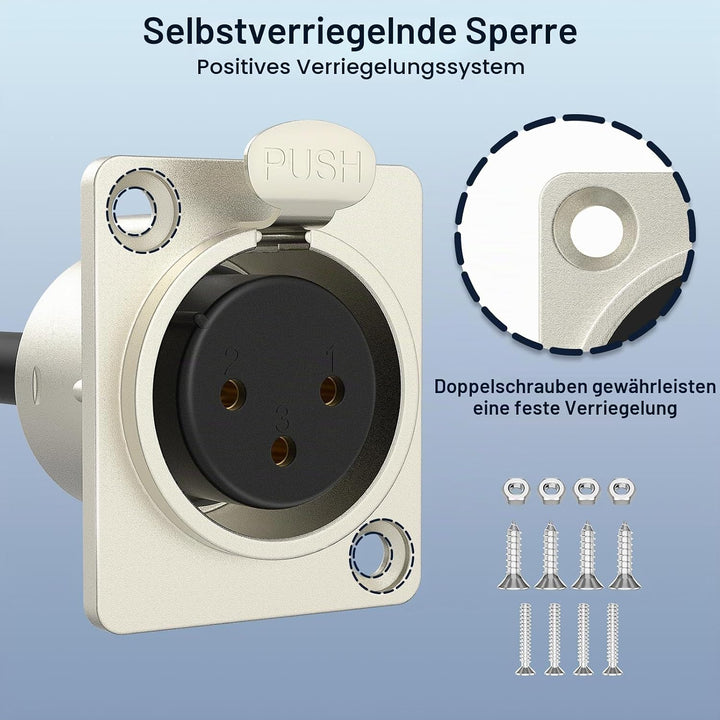 J&amp;D XLR-Kabel D-Typ, XLR Stecker-zu-Buchse Audiokabel mit Nylonummantelung, Lötfreier Pass-Through-A