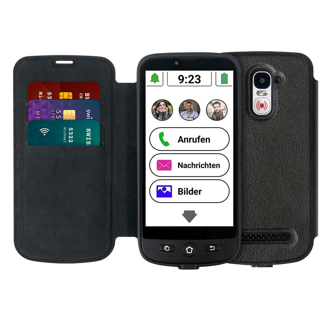 swissvoice - Smartphone S510-M + Magnetisches Ladekabel + Schutzhülle mit Kartenfach - Einfach zu be