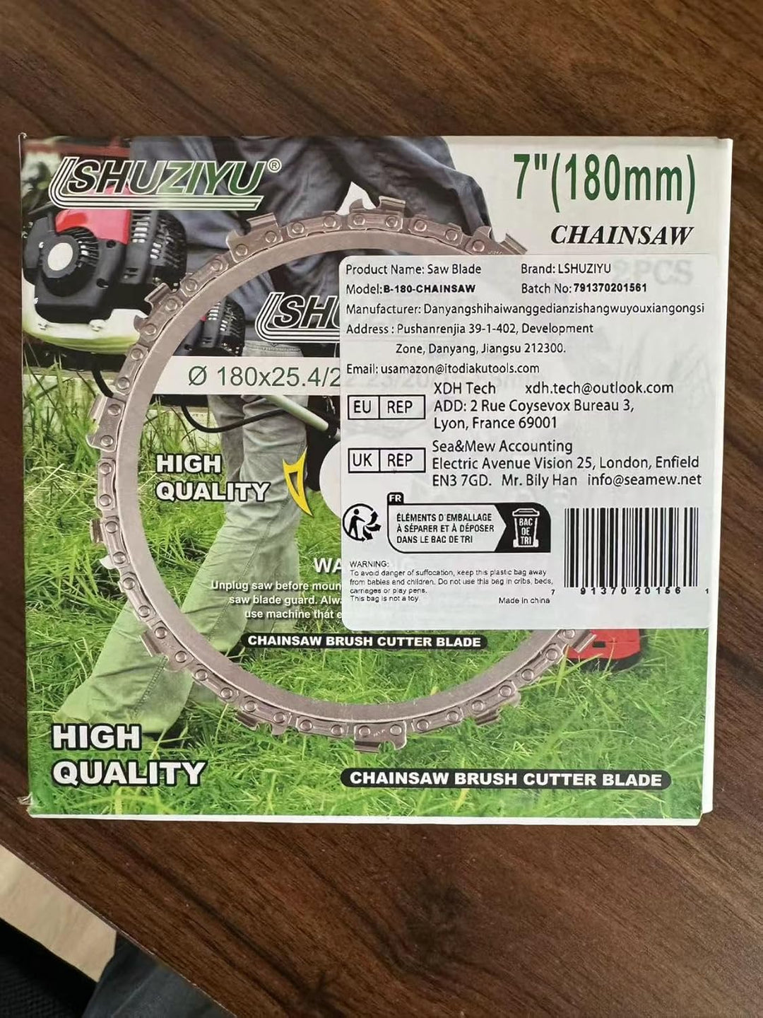 LSHUZIYU 180mm, 25.4mm Dorn mit Adapter 22.23-20-16mm, Kreisförmig Kettensäge, Freischneiderklinge,