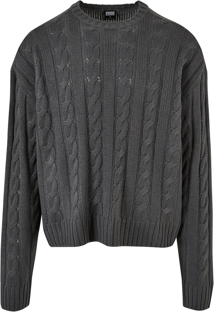 Urban Classics Boxy Sweater, legerer einfarbiger oversize Männer Strickpullover mit Zopfmuster, erhä