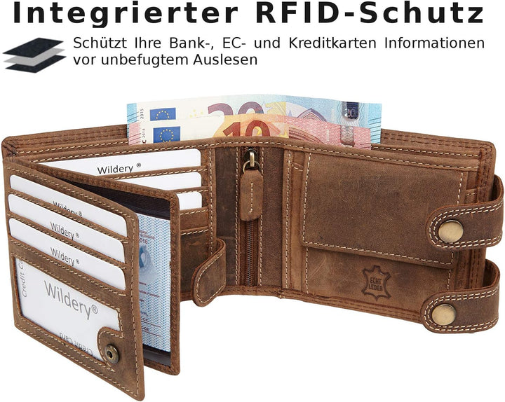 Wildery® Geldbeutel mit Kette I Biker Geldbörse mit Kette Herren I Geldtasche mit RFID Schutz I Port